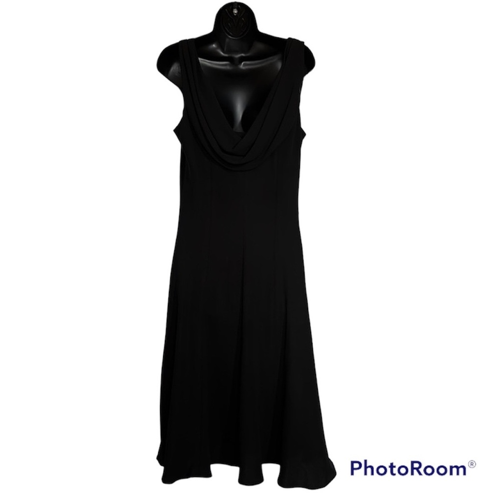Jones Wear Black Sleeveless Rhinestone A-Line Scoop Neck Draped Back Dress Sz 16 - Picture 7 of 11